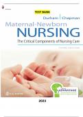 Maternal-Newborn Nursing-The Critical Components of Nursing Care by Linda Durham & Roberta Chapman - Complete&comma; Elaborated and Latest&lpar;Test Bank&rpar; ALL Chapters included updated for 2023&lpar;280 Pages&rpar;