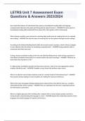 LETRS Unit 7 Assessment Exam Questions & Answers 2023&sol;2024