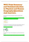 WGU D199 Summary  and Test(Introduction  to Physical and Human  Geography)Questions  And Answers.