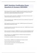 NAFC Nutrition Certification Exam Questions & Answers 2023&sol;2024