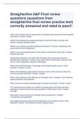 Straighterline A&P Final review questions &lpar;questions from straighterline final review practice test&rpar; correctly answered and rated to pass&excl;&excl;