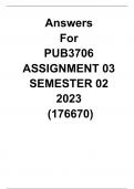 PUB3706 Assignment 3 semester 2 2023 answers