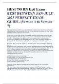 HESI 799 RN Exit Exam BEST BETWEEN JAN-JULY 2023 PERFECT EXAM  GUIDE. (Version 1 to Version  7)