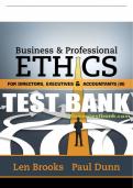 Test Bank For Business & Professional Ethics for Directors, Executives & Accountants - 8th - 2018 All Chapters - 9781305971455