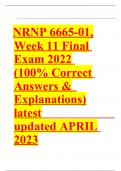 NRNP 6665 Final Exam Question and Answers 2023 - WALDEN UNIVERSITY