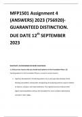 MFP1501 Assignment 4 (ANSWERS) 2023 (756920)- GUARANTEED DISTINCTION. DUE DATE 12th SEPTEMBER 2023