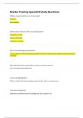 Master Training Specialist Study Questions Best Solution Rated A&plus;
