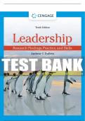 Test Bank For Leadership&colon; Research Findings&comma; Practice&comma; and Skills - 10th - 2023 All Chapters - 9780357716175