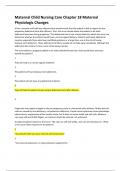 Maternal Child Nursing Care Chapter 18 Maternal Physiologic Changes Score An A&plus;