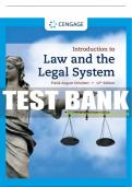 Test Bank For Introduction to Law and the Legal System - 12th - 2023 All Chapters - 9780357660164