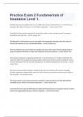 Practice Exam 2  Fundamentals of Insurance  Level 1 exam questions and 100&percnt; correct answers