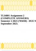 TLI4801 Assignment 2 (COMPLETE ANSWERS) Semester 2 2023 (705030) - DUE 9 September 2023.
