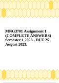 MNG3701 Assignment 1 (COMPLETE ANSWERS) Semester 1 2023 - DUE 25 August 2023.