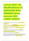 IvyTech APHY 102  ONLINE Midterm 75  QUESTIONS WITH  ANSWERS Spring  semester 2023 LATEST UPDATE