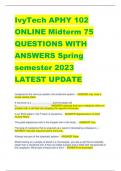IvyTech APHY 102  ONLINE Midterm 75  QUESTIONS WITH  ANSWERS Spring  semester 2023 LATEST UPDATE