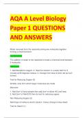 AQA A Level Biology  Paper 1 QUESTIONS  AND ANSWERS