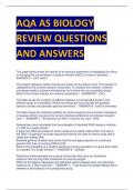 AQA AS BIOLOGY REVIEW QUESTIONS  AND ANSWERS