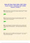 Relias RN Basic Math Ability &lpar;2023&sol; 2024&rpar; Exam Version 2 &vert; Questions and Verified Answers &vert; Grade A