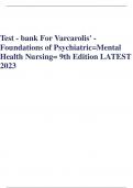 Test - bank For Varcarolis' - Foundations of Psychiatric=Mental Health Nursing= 9th Edition LATEST 2023 1 Test Bank For Varcarolis' Foundations of Psychiatric-Mental Health Nursing 9th Edition By Margaret Jordan Halter