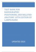TEST BANK FOR RADIOGRAPHIC POSITIONING AND RELATED ANATOMY 10TH EDITION BY LAMPIGNANO