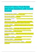 ETHC3311 Ethics Final Review 2023 Exam Questions with Correct Answers 