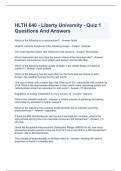 HLTH 640 - Liberty University - Quiz 1 Questions And Answers 