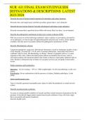 NUR  631 FINAL EXAM STUDYGUIDE  DEFINATIONS & DESCRIPTIONS  LATEST 2023&sol;2024