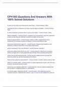 CPH 643 Questions And Answers With 100% Solved Solutions 