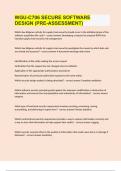 WGU-C706 SECURE SOFTWARE DESIGN &lpar;PRE-ASSESSMENT&rpar; WITH COMPLETE SOLUTIONS ALREAFY GRADED A&plus;