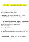 DCF 40 hour training questions and answers&rcub; latest 2023 - 2024 100&percnt; correct answers