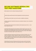 SECURE SOFTWARE DESIGN C706 - TEST PREP QUESTIONS 2023&sol;24 UPDATE WITH COMPLETE SOLUTIONS