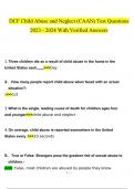 DCF Child Abuse and Neglect (CAAN) questions and answers} latest 2023 - 2024 100% correct answers