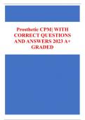 Prosthetic CPM| Questions with 100% correct Answers | Verified