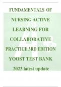 FUNDAMENTALS OF NURSING ACTIVE LEARNING FOR COLLABORATIVE PRACTICE 3RD EDITION YOOST TEST BANK 2023 latest update