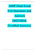AHIP Exam Test Questions and Answers (2023/2024) (Verified Answers)package