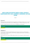MATH 225N STATISTICS WEEK 6 FINAL EXAM 25 QUESTIONS WITH 100% CORRECT ANSWERS