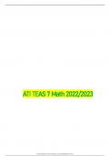 ati-teas-7-math-2023, ATI TEAS version 7 Math Questions And Answers 2023, ATI TEAS 7 Math Practice Questions And Answers 2023, ATI TEAS 7 MATH Review Test 2023-2024  & ATI Teas 7 – Math Exam 2023. Compiled Package Deal Solution