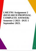 LME3701 Assignment 2 (RESEARCH PROPOSAL COMPLETE ANSWER) Semester 2 2023 - DUE 1 September 2023.