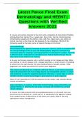 Latest Pance Final Exam Dermatology and HEENT| Questions with Verified Answers 2022