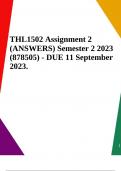 THL1502 Assignment 2 (ANSWERS) Semester 2 2023 (878505) - DUE 11 September 2023.