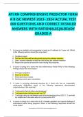 ATI RN COMPREHENSIVE PREDICTOR FORM A B &C NEWEST 2023- 2024 ACTUAL TEST 600 QUESTIONS AND CORRECT DETAILED ANSWERS WITH RATIONALES&vert;ALREADY GRADED A