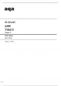 Aqa Law A-level 7162&sol;2 Mark Scheme June2023