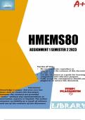 HMEMS80 Assignment 1 (DETAILED ANSWERS) Semester 2 2023 (570415) - DUE 4 September 2023