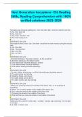 Next Generation Accuplacer- ESL Reading  Skills&comma; Reading Comprehension-with 100&percnt;  verified solutions-2023-2024