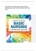 Test Bank for Davis Advantage for Basic Nursing Thinking, Doing, and Caring, 3nd Edition Leslie Treas , Karen