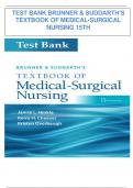 TEST BANK BRUNNER & SUDDARTH’S  TEXTBOOK OF MEDICAL-SURGICAL  NURSING 15TH Edition. (2023) / Insant Download 