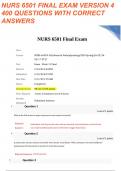 NURS 6501 Final Exam (4 Versions, 400 Q & A, Latest-2023) / NURS 6501N Final Exam / NURS6501 Final Exam / NURS6501N Final Exam: Walden University | 100% Verified and Correct Q & A |
