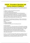 SAEM &ndash; Procedures Questions and Correct Answers Graded A&plus;