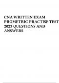 CNA WRITTEN EXAM PROMETRIC PRACTISE TEST 2023 QUESTIONS AND ANSWERS