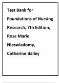Test Bank for Foundations of Nursing Research 7th Edition 2024 revised update by Nieswiadomy.pdf